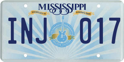 MS license plate INJ017