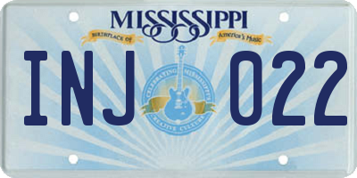 MS license plate INJ022