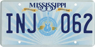 MS license plate INJ062