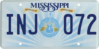 MS license plate INJ072
