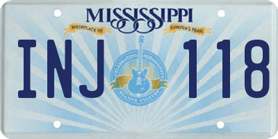MS license plate INJ118