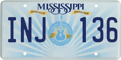 MS license plate INJ136