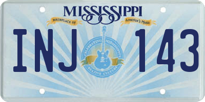 MS license plate INJ143