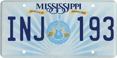 MS license plate INJ193