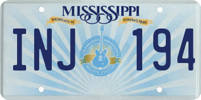 MS license plate INJ194