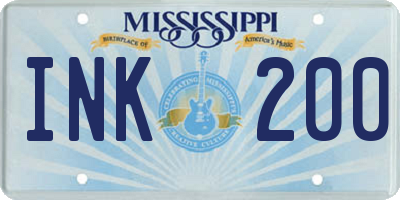MS license plate INK200