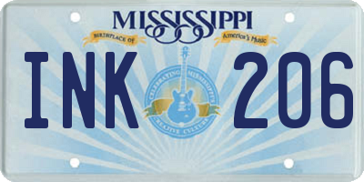 MS license plate INK206