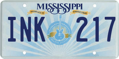 MS license plate INK217