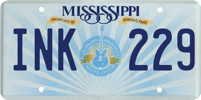 MS license plate INK229
