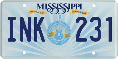 MS license plate INK231