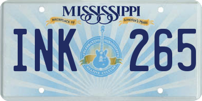 MS license plate INK265