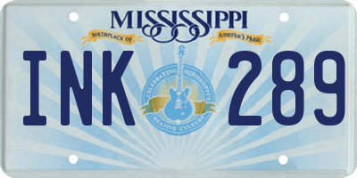 MS license plate INK289