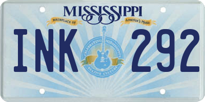 MS license plate INK292