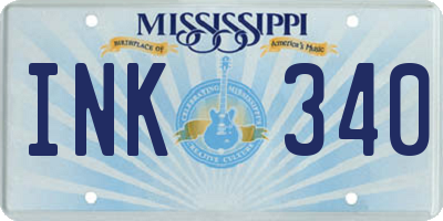 MS license plate INK340