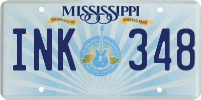 MS license plate INK348