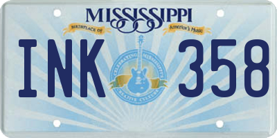 MS license plate INK358