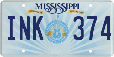 MS license plate INK374