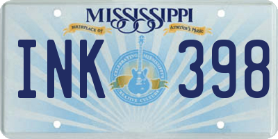MS license plate INK398