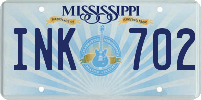 MS license plate INK702