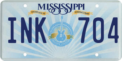 MS license plate INK704