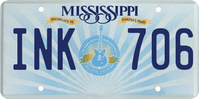 MS license plate INK706