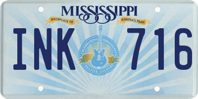 MS license plate INK716