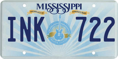 MS license plate INK722