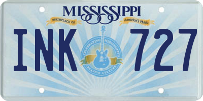 MS license plate INK727