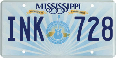 MS license plate INK728