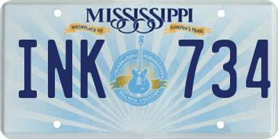 MS license plate INK734