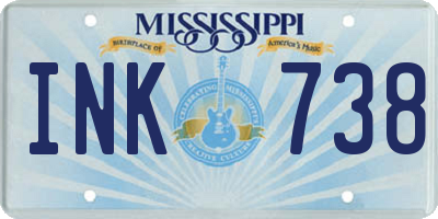 MS license plate INK738