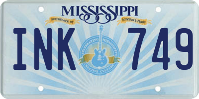 MS license plate INK749