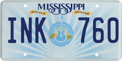MS license plate INK760