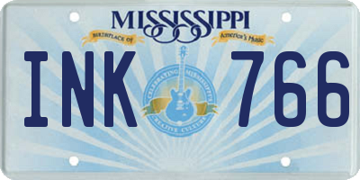 MS license plate INK766