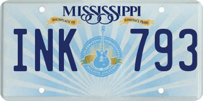 MS license plate INK793