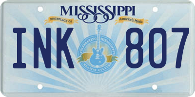MS license plate INK807