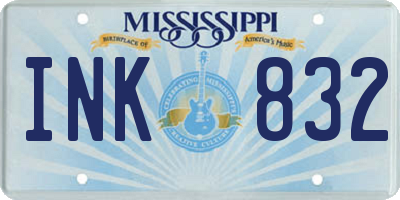 MS license plate INK832