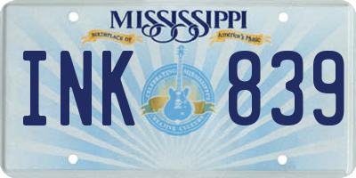 MS license plate INK839