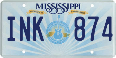 MS license plate INK874