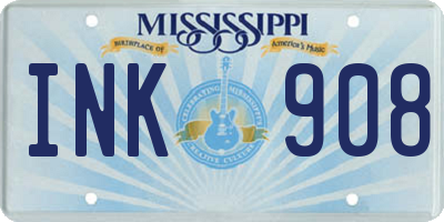 MS license plate INK908