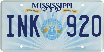 MS license plate INK920