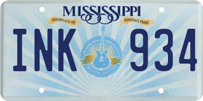 MS license plate INK934