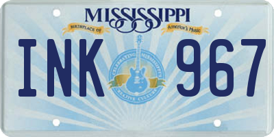 MS license plate INK967