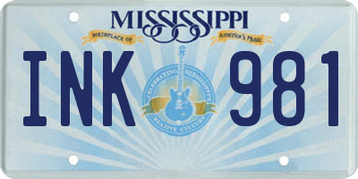MS license plate INK981
