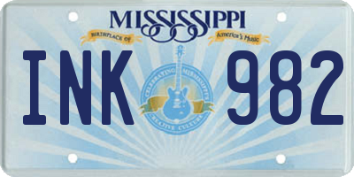 MS license plate INK982