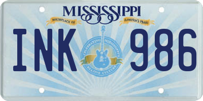 MS license plate INK986