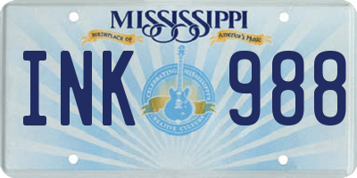 MS license plate INK988