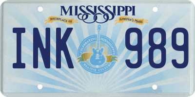 MS license plate INK989