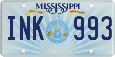 MS license plate INK993