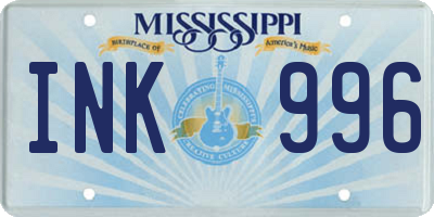 MS license plate INK996